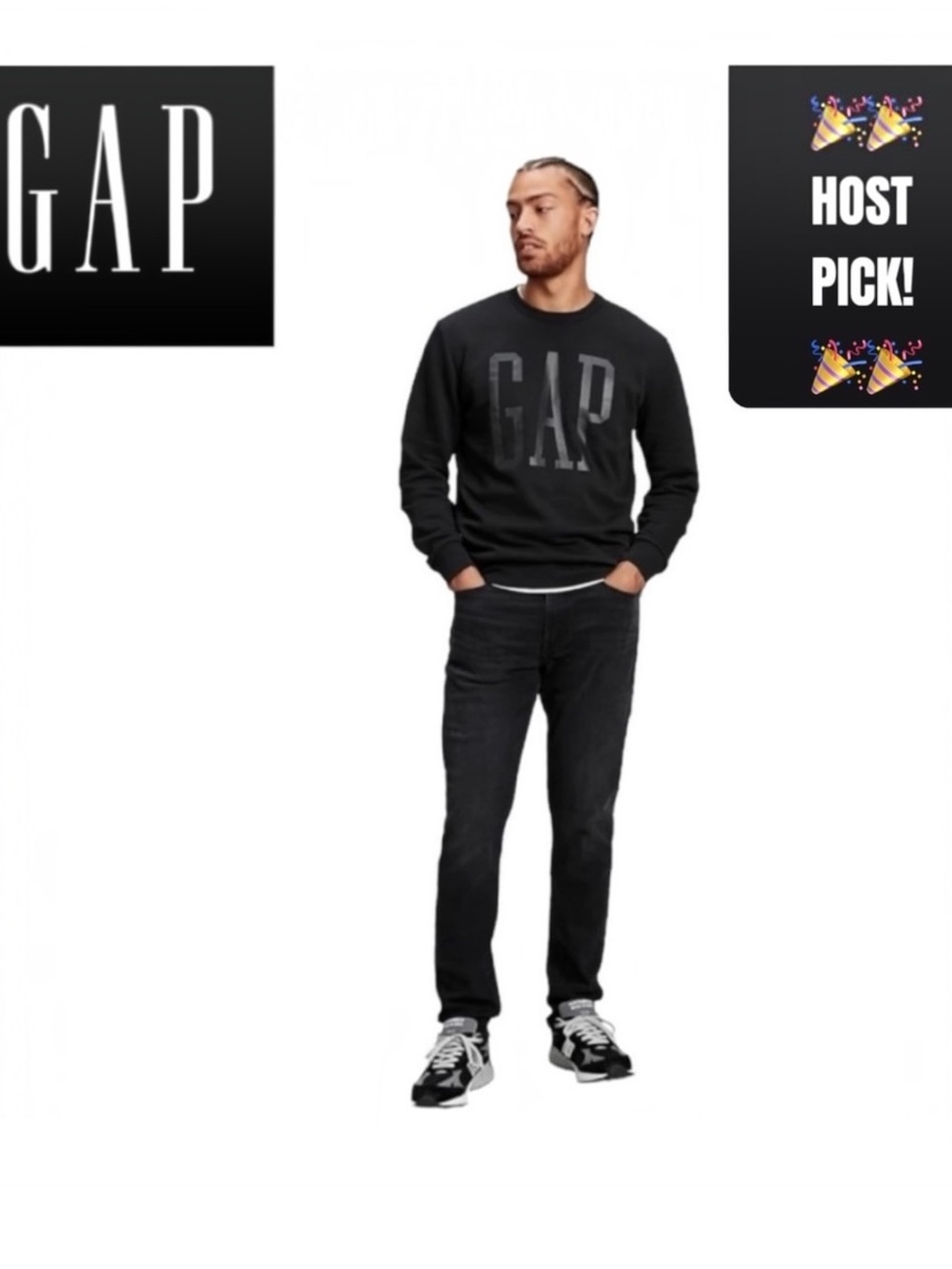 GAP MEN’S STRAIGHT TAPER FIT DENIM JEANS! COLOR= BLACK & SIZE = 36x32